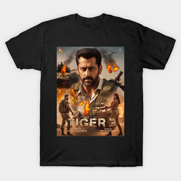 Tiger 3 Salman khan art T-Shirt by SAN ART STUDIO 